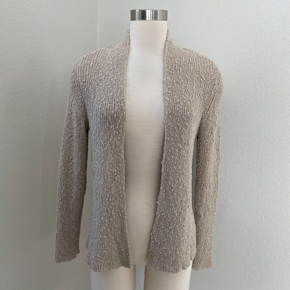 Eileen Fisher Womens Petite Medium Knit Cardigan Cotton Blend Sweater Minimalist